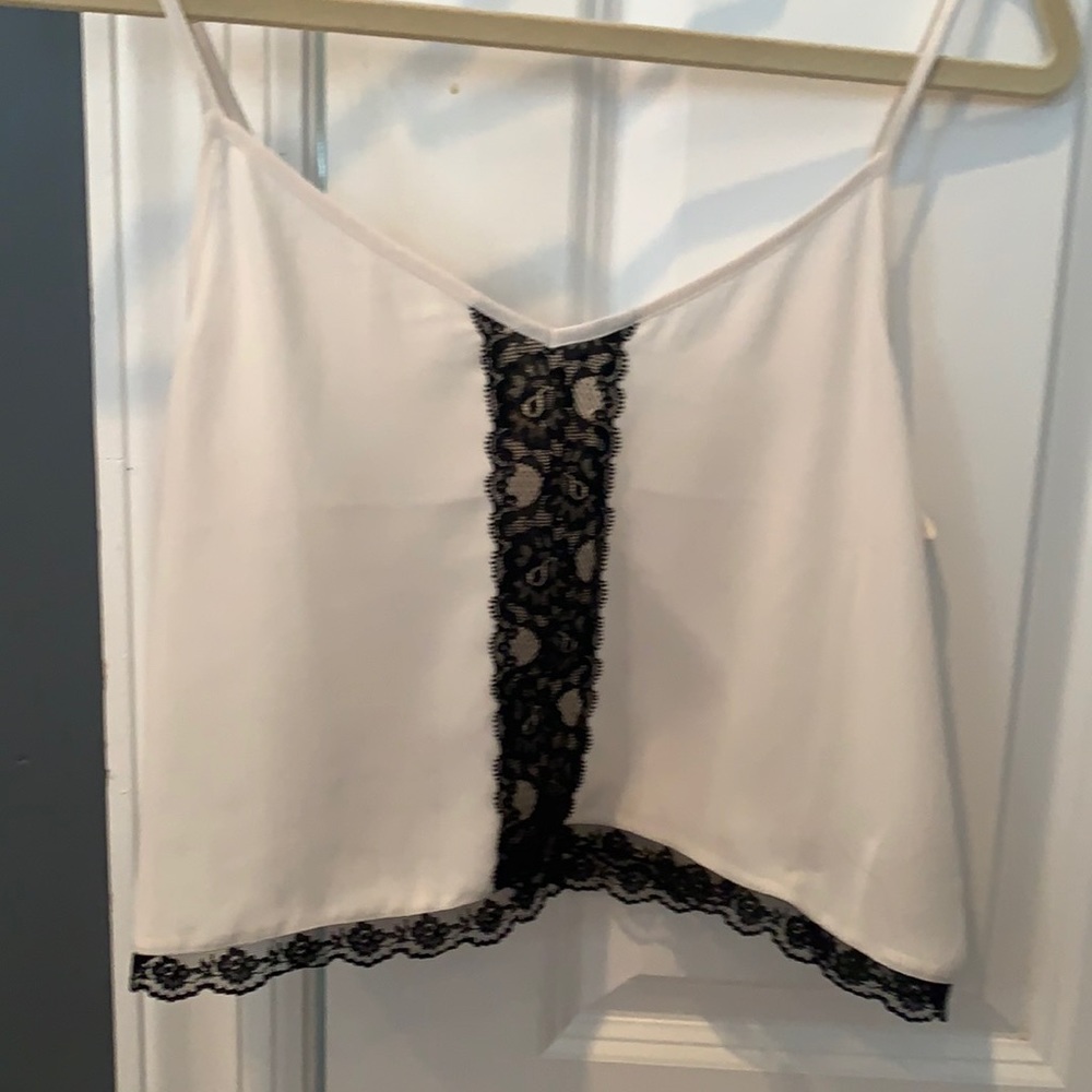 Lace crop top cream with black lace sz S